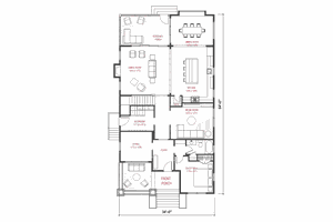 Floor Plan - Main Floor for Craftsman House Plan #1079-1 - 4 bed, 3 bath