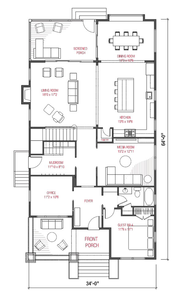 Craftsman Floor Plan - Main Floor Plan #1079-1