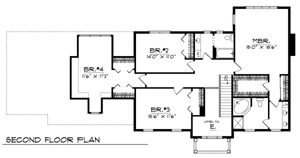 Traditional Floor Plan - Upper Floor Plan #70-461