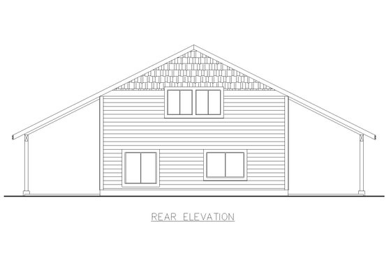 Exterior - Rear Elevation for Craftsman House Plan #117-1057 - 1 bed, 1 bath