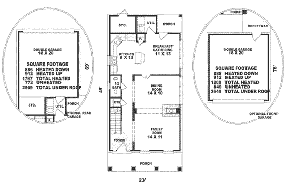 Floor Plan - Main Floor for Southern House Plan #81-157 - 3 bed, 2.5 bath
