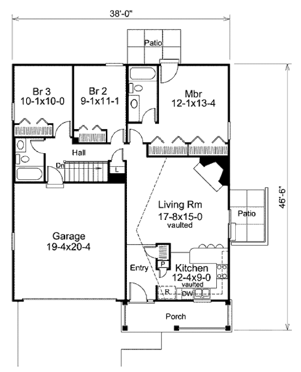 Cottage Floor Plan - Main Floor Plan #57-385