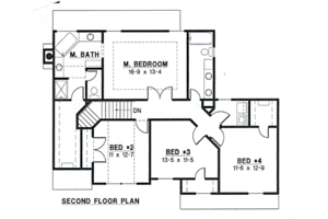 Floor Plan - Upper Floor for Traditional House Plan #67-485 - 4 bed, 2.5 bath