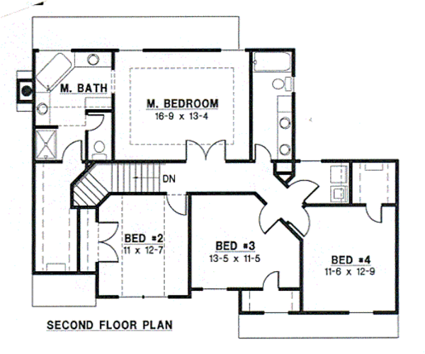 Traditional Floor Plan - Upper Floor Plan #67-485