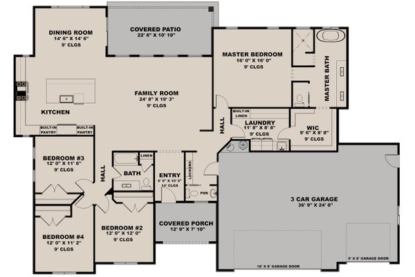 Craftsman Floor Plan - Main Floor Plan #1111-44