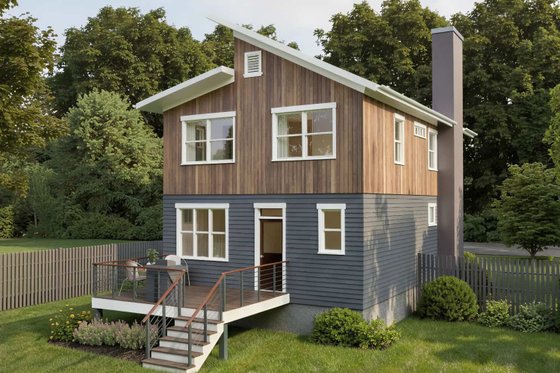 Exterior - Front Elevation 3 for Modern House Plan #79-293 - 3 bed, 2.5 bath
