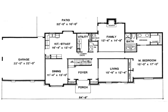 Floor Plan - Main Floor for European House Plan #10-259 - 4 bed, 3.5 bath
