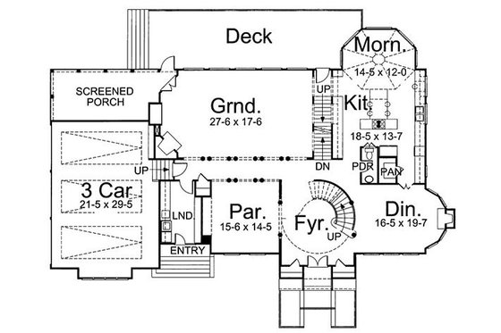 Floor Plan - Main Floor for European House Plan #119-254 - 4 bed, 4.5 bath