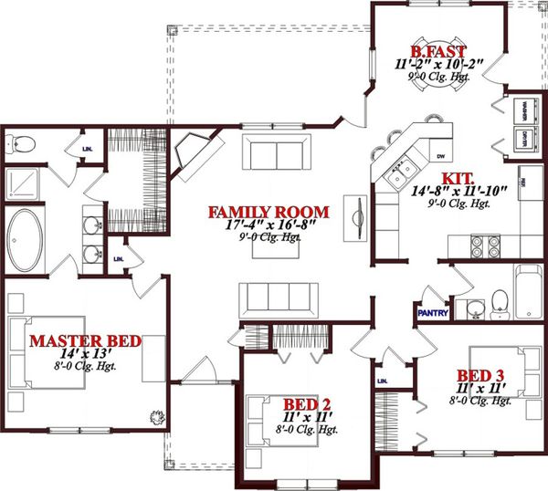 Bungalow Floor Plan - Main Floor Plan #63-307