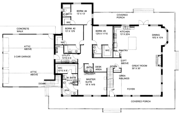 Craftsman Floor Plan - Main Floor Plan #117-642
