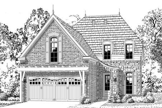 Exterior - Front Elevation for European House Plan #424-137 - 3 bed, 3 bath