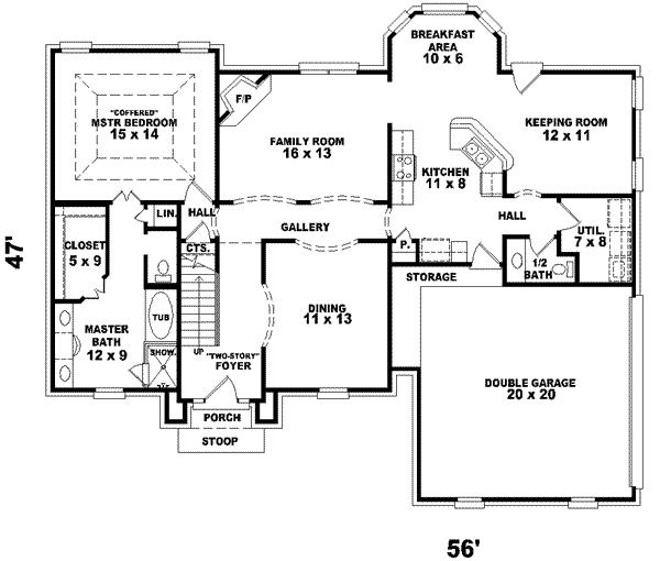 Floor Plan - Main Floor for European House Plan #81-811 - 3 bed, 2.5 bath