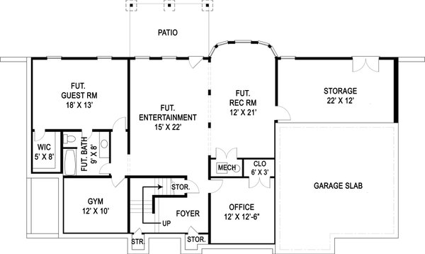 House Design - European Floor Plan - Lower Floor Plan #119-257