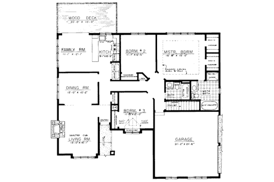 Floor Plan - Main Floor for Contemporary House Plan #303-103 - 3 bed, 2 bath