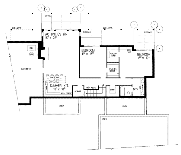 Architectural House Design - Modern Floor Plan - Lower Floor Plan #72-192