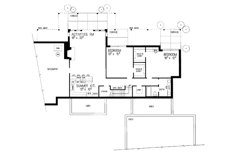 Home Plan - Floor Plan - Lower Floor for Modern House Plan #72-192 - 3 bed, 4 bath