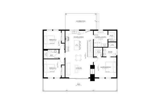 Floor Plan - Main Floor for Cabin House Plan #1114-35 - 3 bed, 2 bath
