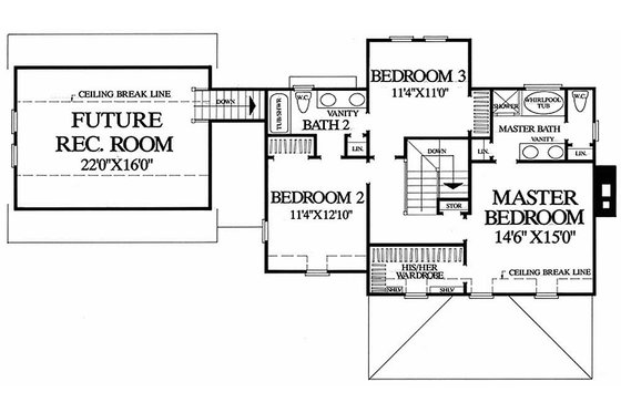 Floor Plan - Upper Floor for Farmhouse House Plan #137-106 - 3 bed, 2 bath