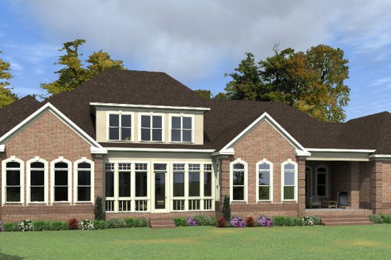 Exterior - Rear Elevation for Colonial House Plan #63-411 - 4 bed, 4 bath