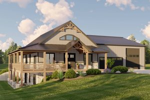 Exterior - Front Elevation 3 for Barndominium House Plan #1064-216 - 4 bed, 3 bath
