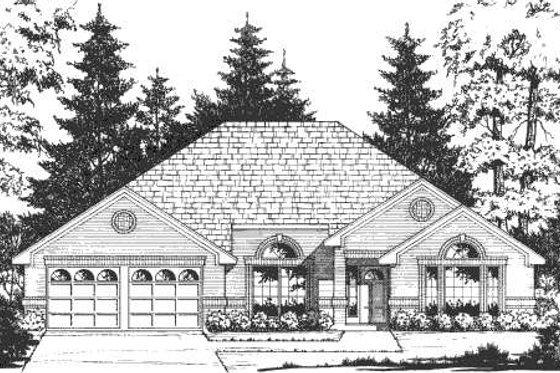 Exterior - Front Elevation for European House Plan #40-418 - 3 bed, 2 bath