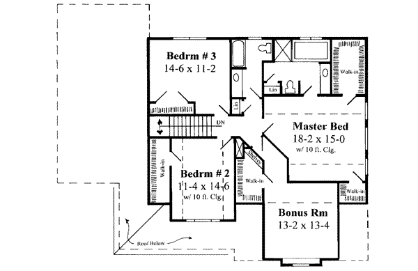 Traditional Floor Plan - Upper Floor Plan #75-178