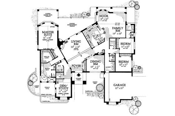 Floor Plan - Main Floor for Modern House Plan #72-324 - 3 bed, 4 bath