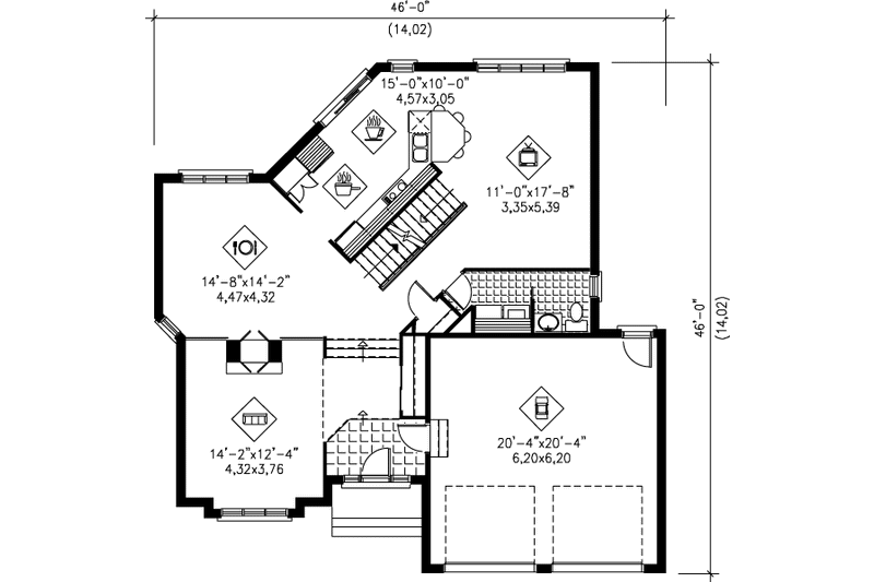 Home Plan - Floor Plan - Main Floor for Traditional House Plan #25-2014 - 4 bed, 2.5 bath