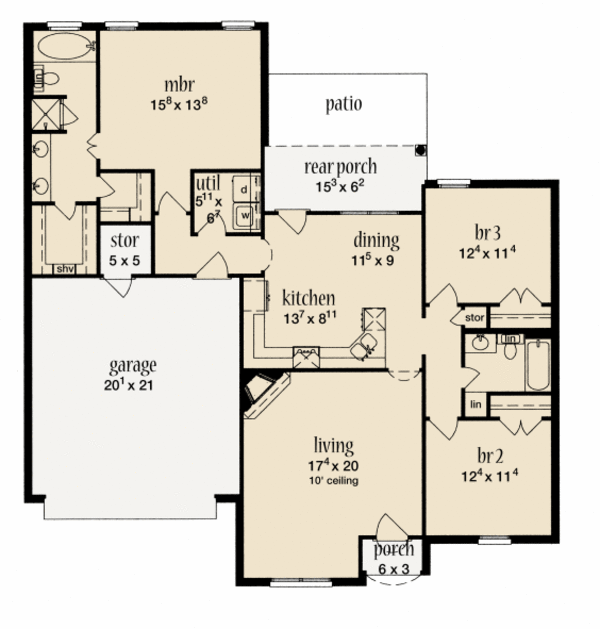 Home Plan - Traditional Floor Plan - Main Floor Plan #36-497
