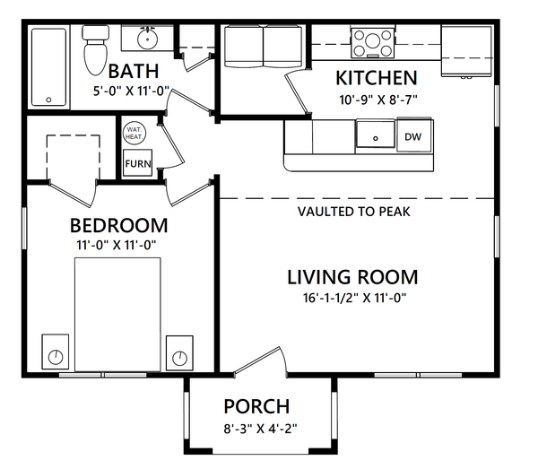 Home Plan - Floor Plan - Main Floor for Country House Plan #1123-7 - 1 bed, 1 bath