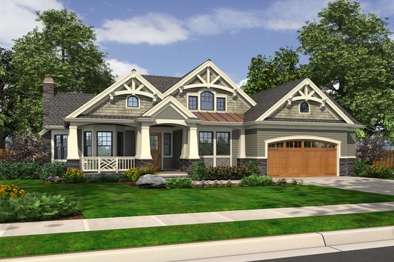 Exterior - Front Elevation 3 for Craftsman House Plan #132-232 - 3 bed, 2 bath