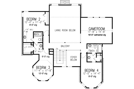 Floor Plan - Upper Floor for Victorian House Plan #410-408 - 4 bed, 3.5 bath