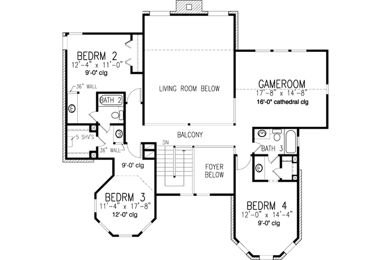 Architectural House Design - Floor Plan - Upper Floor for Victorian House Plan #410-408 - 4 bed, 3.5 bath