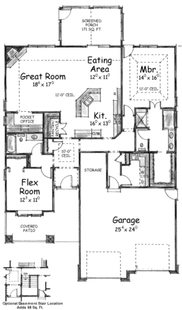 House Plan Design - Craftsman Floor Plan - Main Floor Plan #20-1599