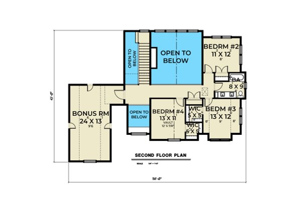House Blueprint - Traditional Floor Plan - Upper Floor Plan #1070-183