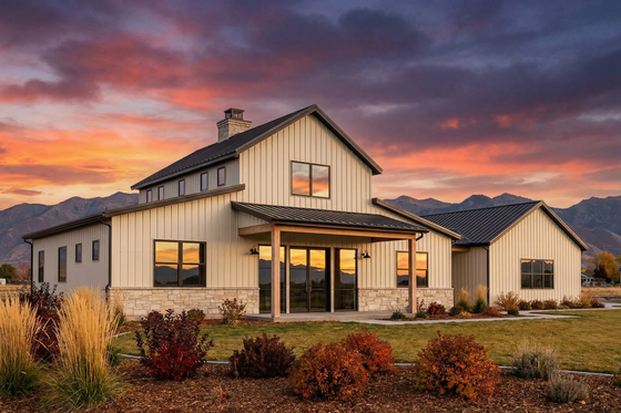 Exterior - Front Elevation 3 for Barndominium House Plan #1096-79 - 3 bed, 2 bath