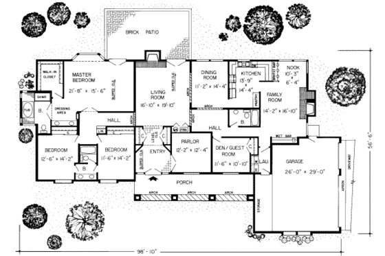 Floor Plan - Main Floor for Tudor House Plan #312-180 - 4 bed, 3 bath