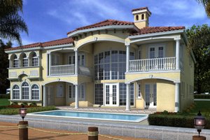 Exterior - Rear Elevation for Mediterranean House Plan #420-248 - 6 bed, 7.5 bath