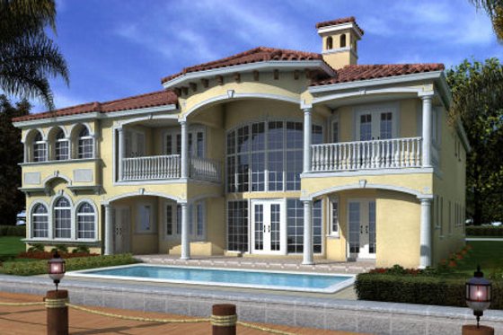 Exterior - Rear Elevation for Mediterranean House Plan #420-248 - 6 bed, 7.5 bath