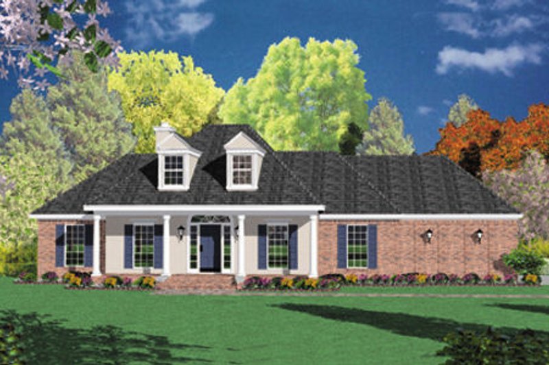 House Blueprint - Southern Exterior - Front Elevation Plan #36-174
