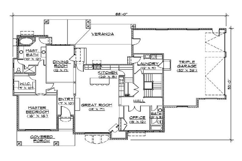 House Plan Design - Floor Plan - Main Floor for European House Plan #5-355 - 4 bed, 4 bath