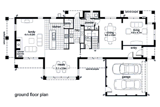 Modern style House plan, main level floor plan