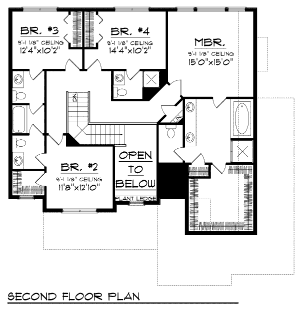 Architectural House Design - Craftsman Floor Plan - Upper Floor Plan #70-990