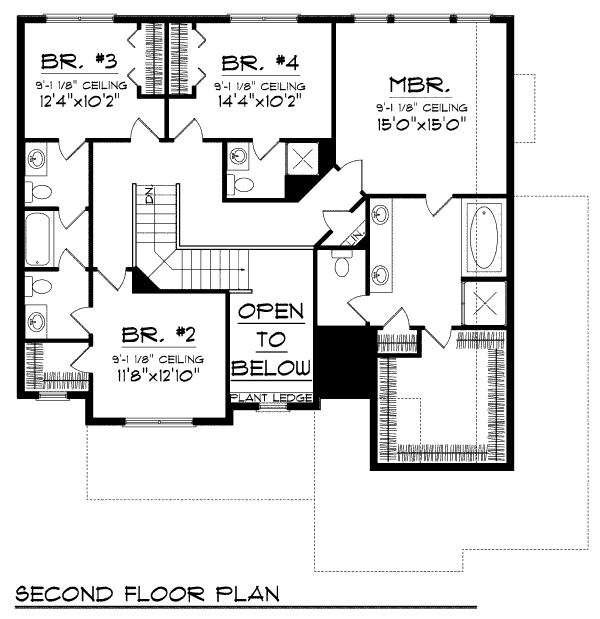 Craftsman Floor Plan - Upper Floor Plan #70-990