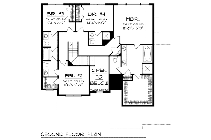 Home Plan - Floor Plan - Upper Floor for Craftsman House Plan #70-990 - 4 bed, 3.5 bath