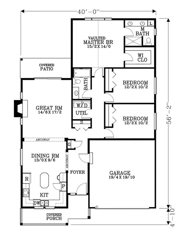 Craftsman Floor Plan - Main Floor Plan #53-460