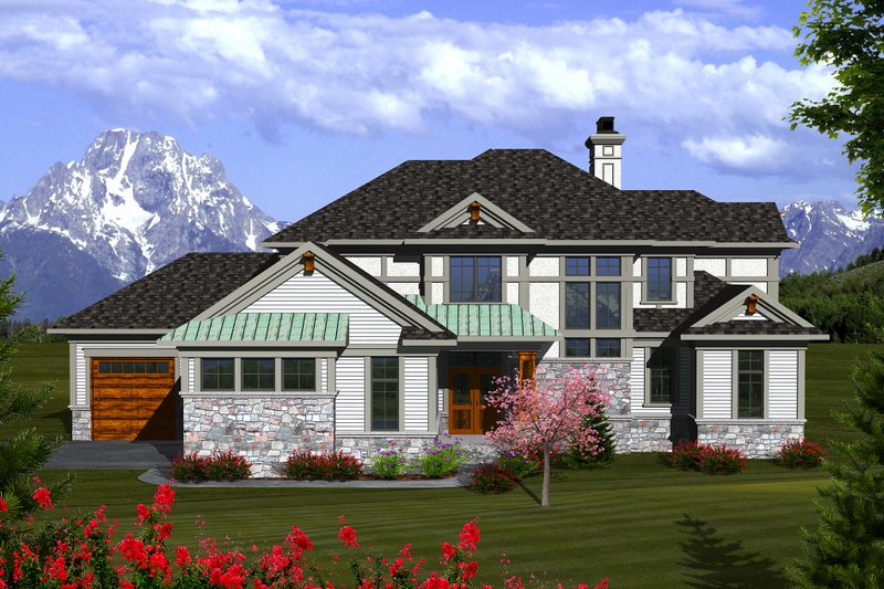 Dream House Plan - Tudor Exterior - Front Elevation Plan #70-1141