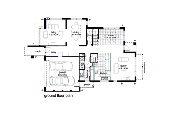 Floor Plan - Main Floor for Modern House Plan #496-11 - 4 bed, 2.5 bath