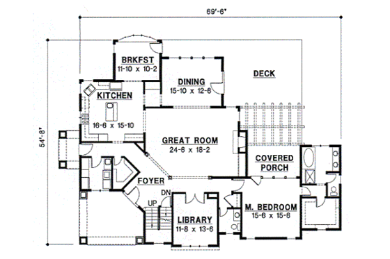 Floor Plan - Main Floor for Traditional House Plan #67-437 - 4 bed, 3.5 bath