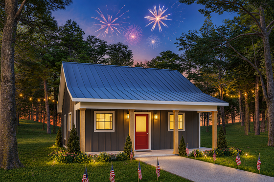 Exterior - Front Elevation 4 for Cottage House Plan #44-301 - 1 bed, 1 bath
